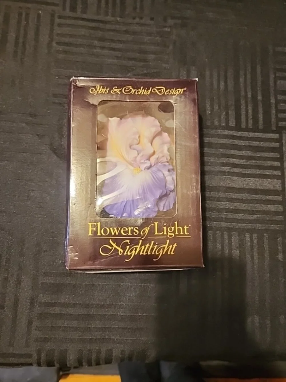 Ibis & Orchid Design Flowers of Light Iris Nightlight Hand Painted W/ Box Works